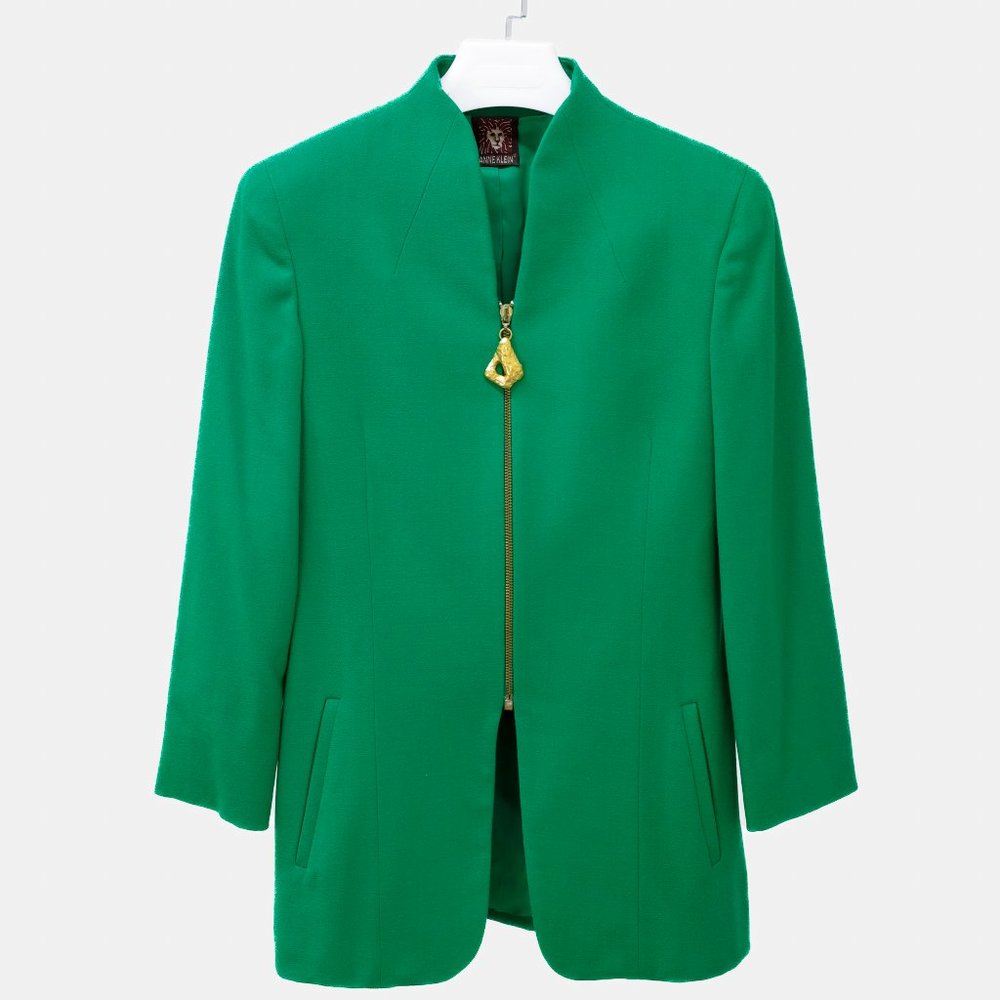 Anne Klein Emerald Green Jacket with Gold Zipper